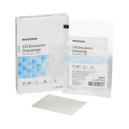 Mckesson Oil Emulsion Impregnated Dressing 3 x 8" Rectangle, PK 24 61-77042